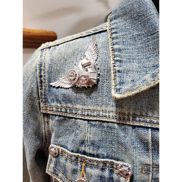 Limited-Edition Medal Gear Blue Denim Cotton Long Sleeve Buttons Front Jacket M - Picture 2 of 10